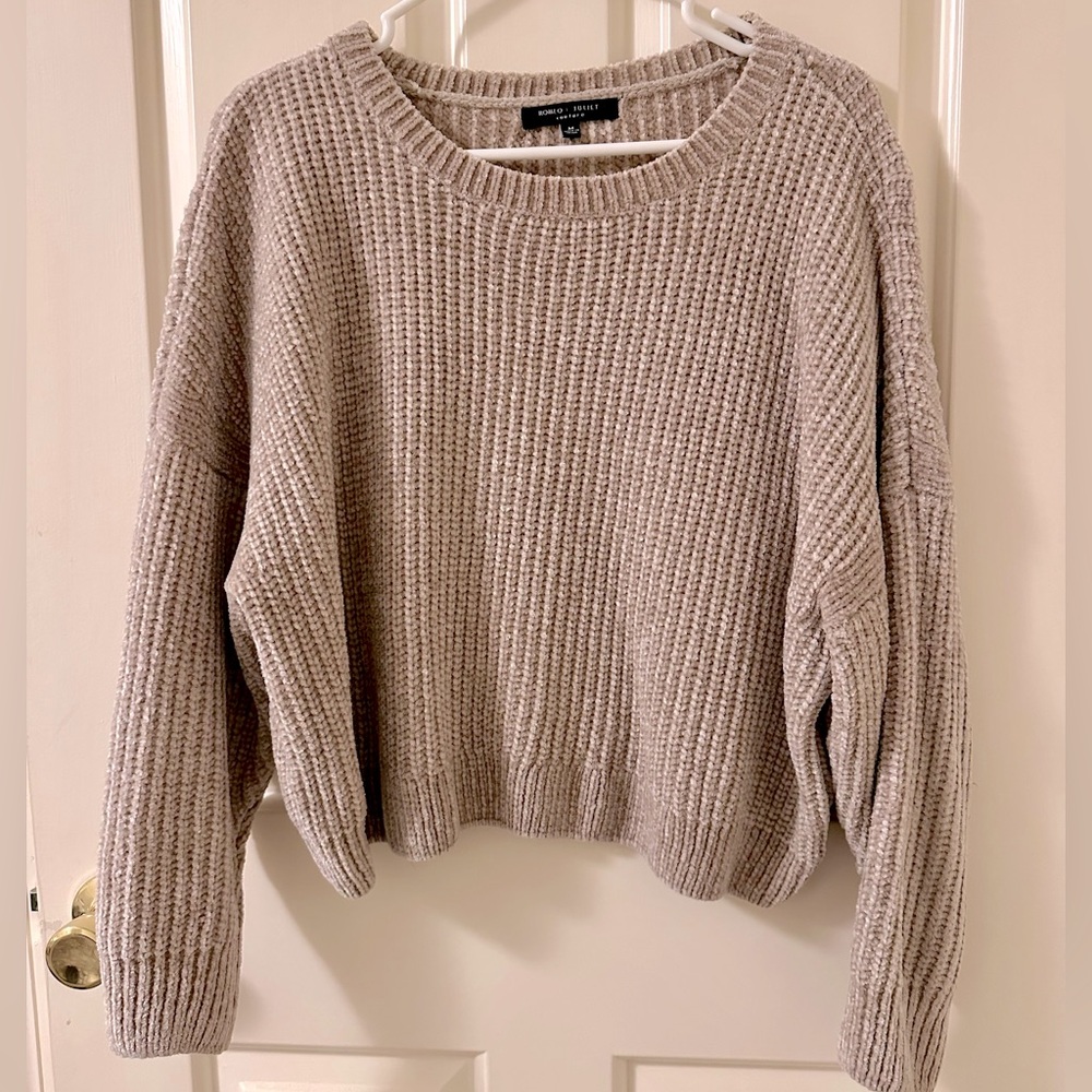 Cream Chenille Cropped Sweater